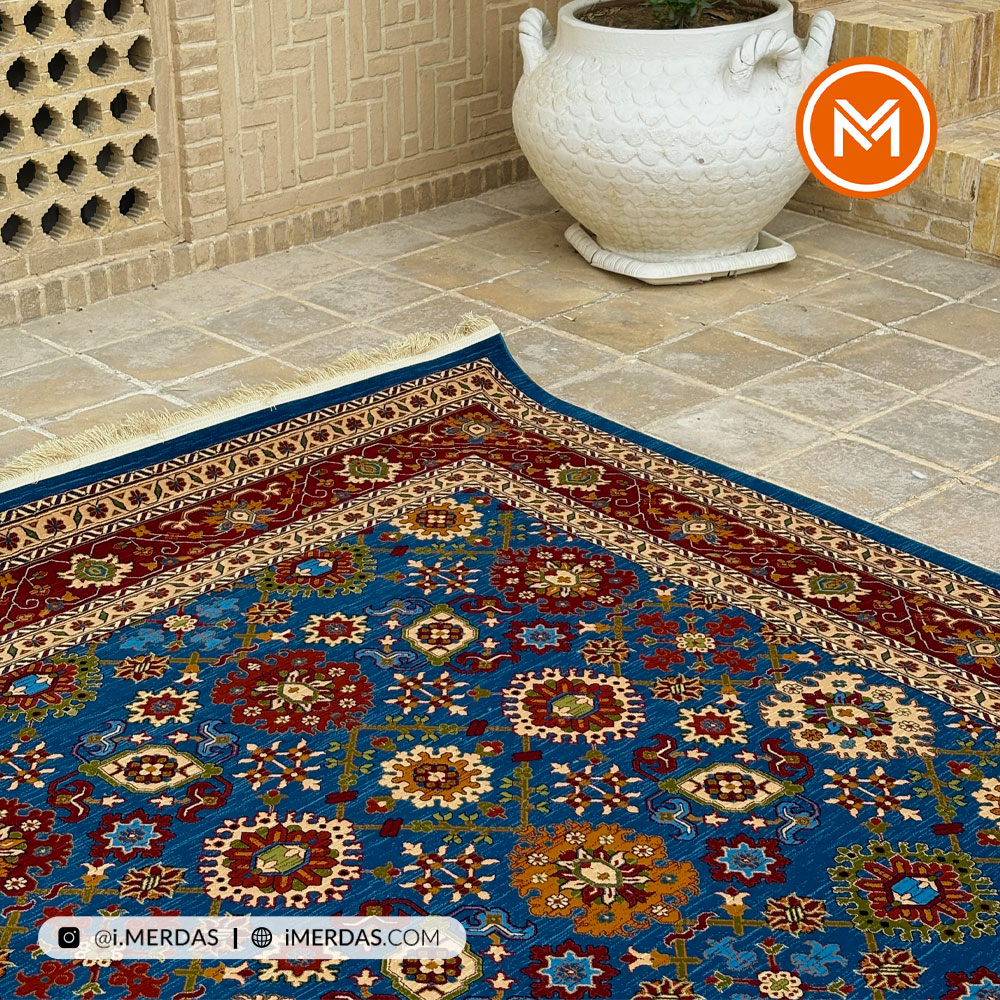 فرش گبه کد 117 قشقایی زمینه آبی نفتی